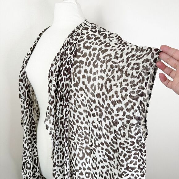 NEW J. Crew Swim Coverup Size M/L Leopard Print Beach Poncho Tassels L9713 - Picture 7 of 11